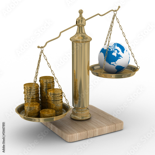 Cashes and the globe on wei...