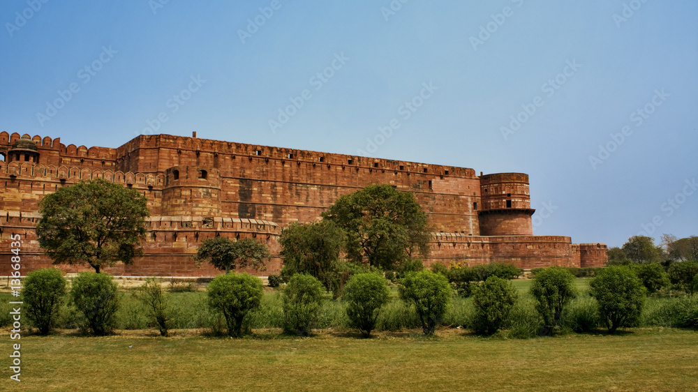 Outside of the Red Fort in Agra, India