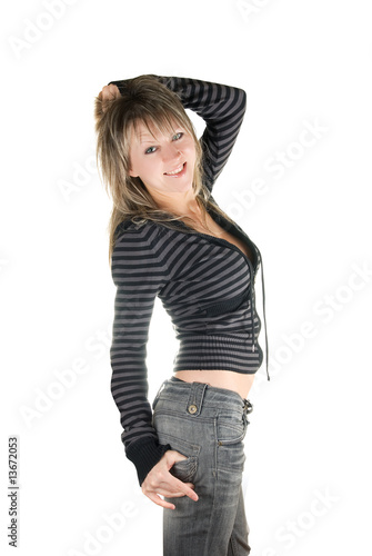happy lovely european woman