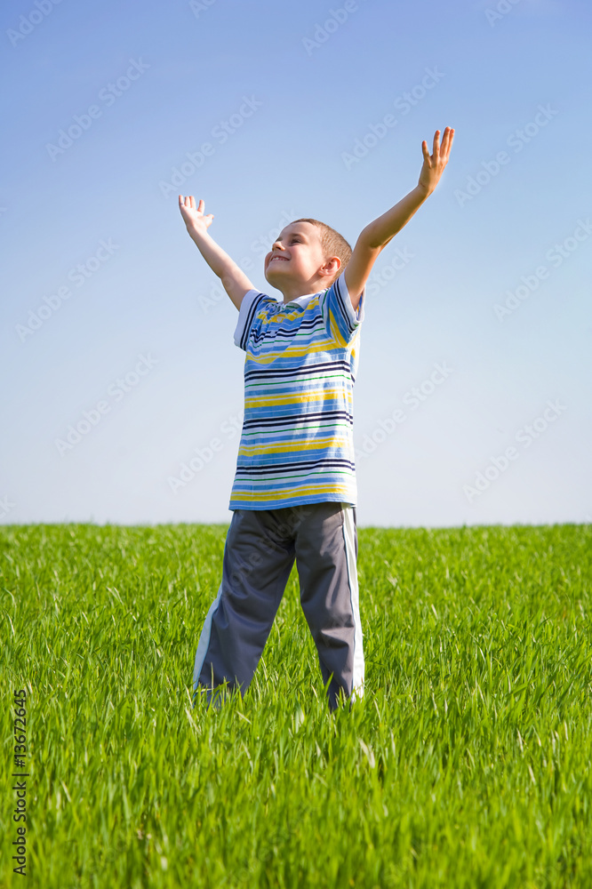 Cute kid in a wheat field