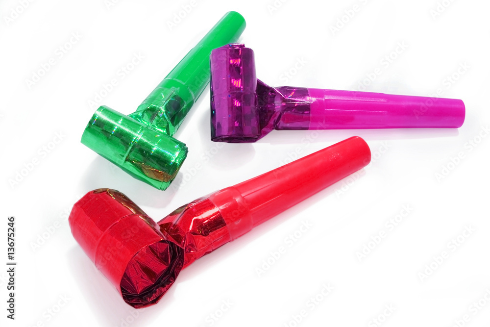 Party Blowers on white background Party Blowers on white background