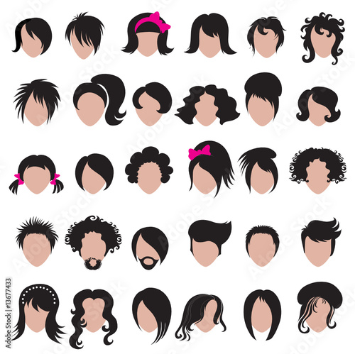 Big set of vector hair styling