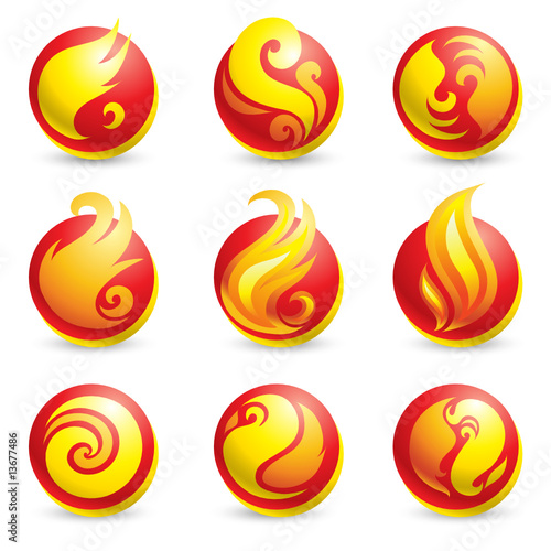 Set of hot fire corporate icons