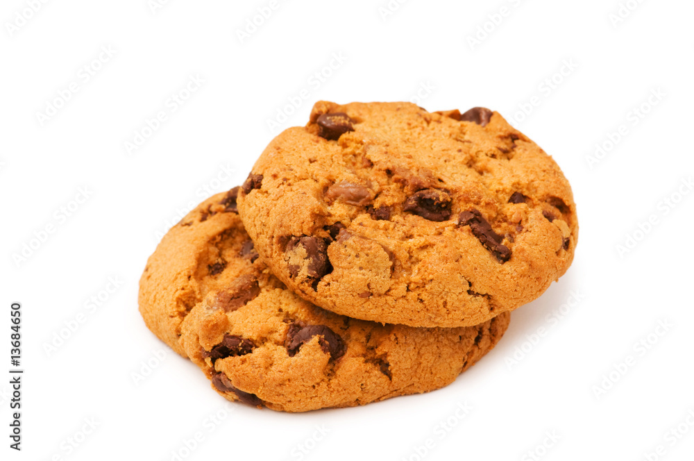 Chocolate cookies isolated on the white background Chocolate cookies isolated on the white background