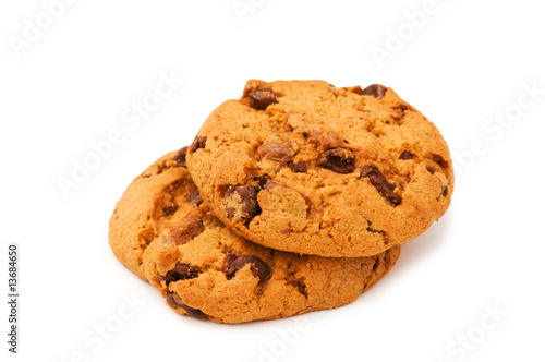 Chocolate cookies isolated on the white background