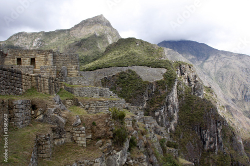 View of the ruins of Machu Pichu in the Andes Mountains. interior of Peru, South America  © Casa.da.Photo