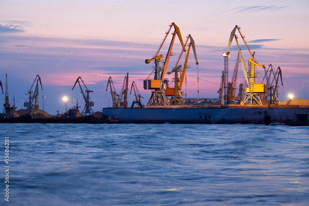 Evening cargo port