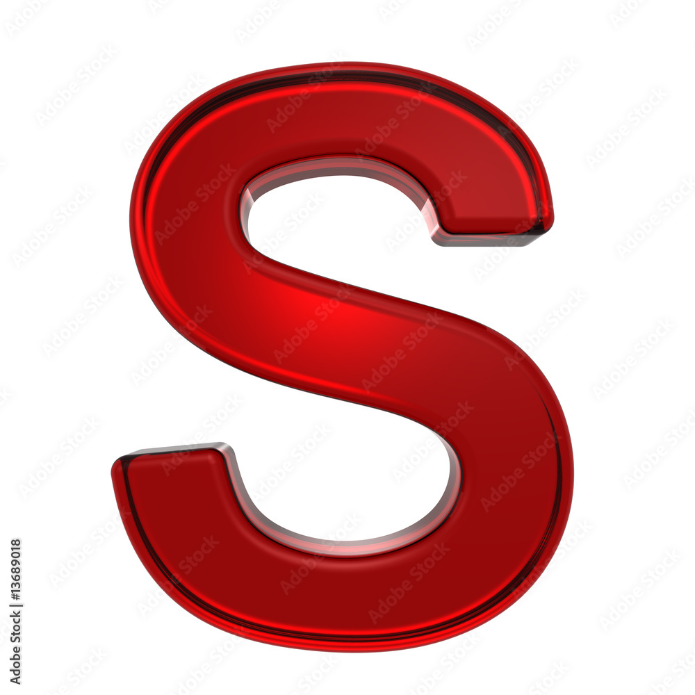 One letter from ruby alphabet set, isolated on white. One letter from ruby alphabet set, isolated on white.