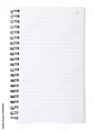 Open spiral lined notebook