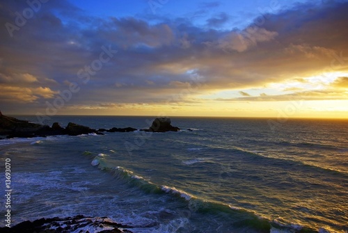 Sunset in atlantic ocean  portuguese coast.