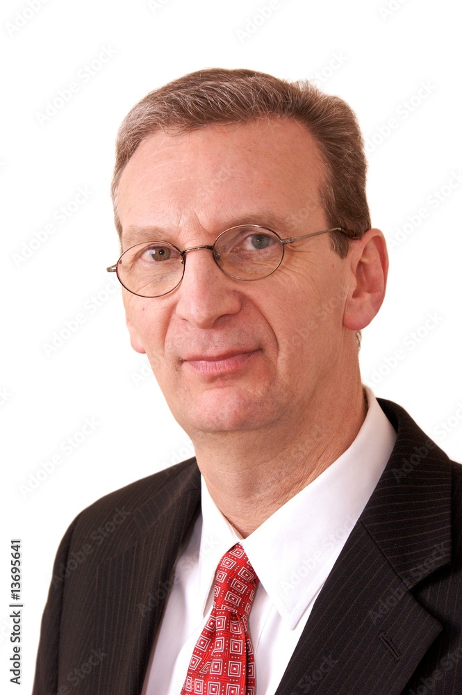 portrait of older executive over white portrait of older executive over white