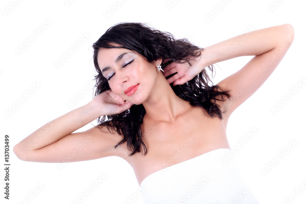 Naklejka premium lovely woman isolated on white