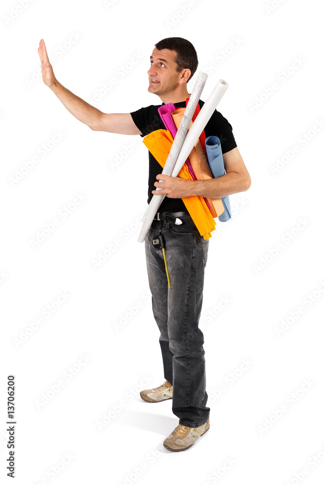 Man with plans presenting Man with plans presenting