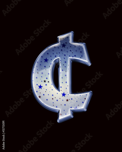 Ultra High quality blue glass alphabet characters