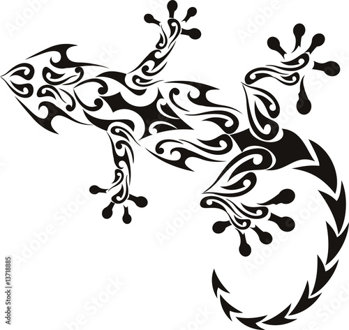 vector gecko tattoo isolated on withe background