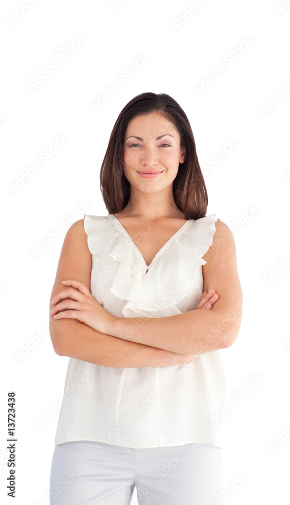 Beautifull well dressed woman with folded arms Beautifull well dressed woman with folded arms