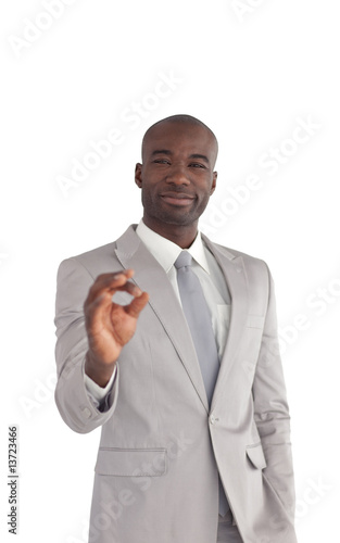 Young Businessman showing Ok sign