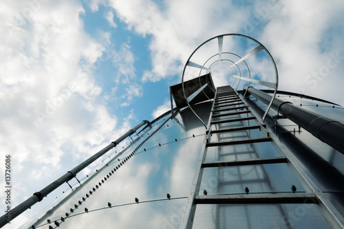 Refinery ladder on tank