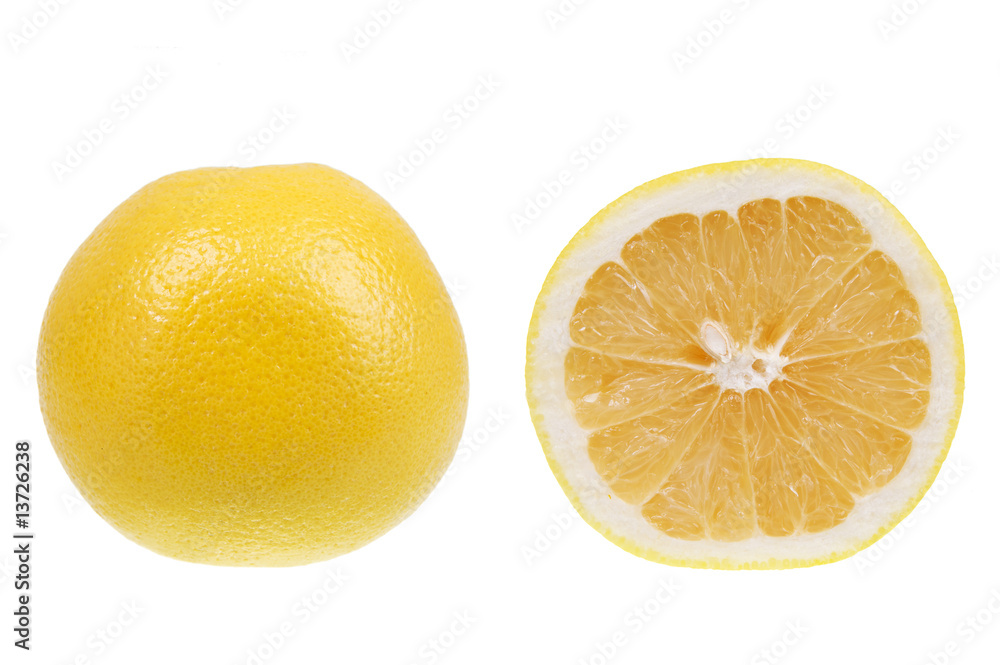 Yellow grapefruit isolated over white