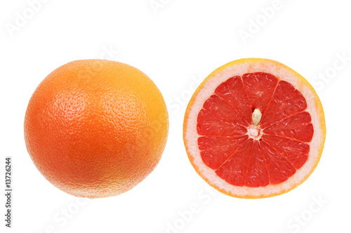 Red grapefruit isolated over white