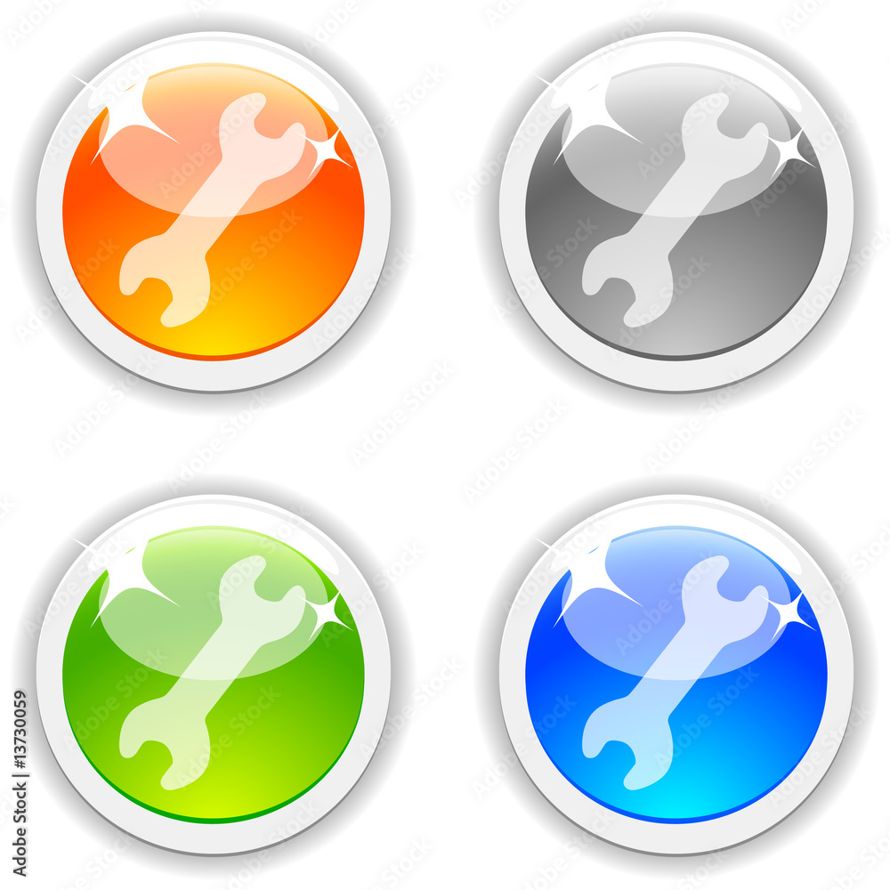 Settings realistic buttons. Vector illustration. Settings realistic buttons. Vector illustration.