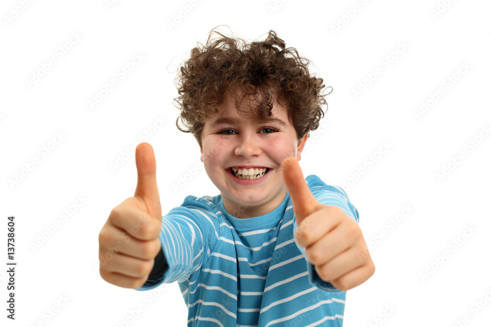 Boy showing OK sign isolated on white background Boy showing OK sign isolated on white background