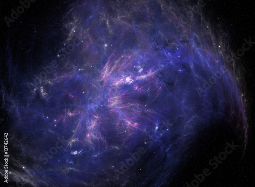 Abstract magenta and blue space nebula background