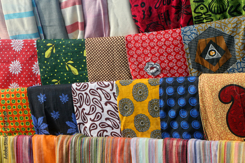 Colorful Kangas on Display, Zanzibar Market, Tanzania