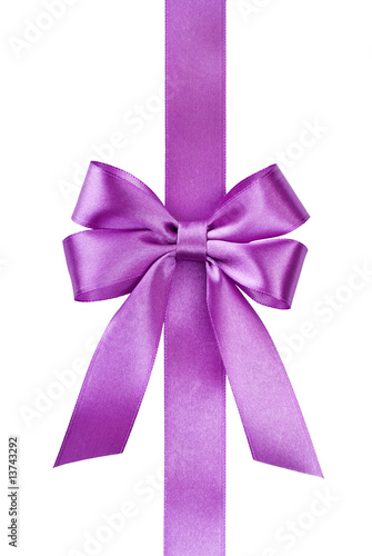 pink gift satin ribbon bow on white background