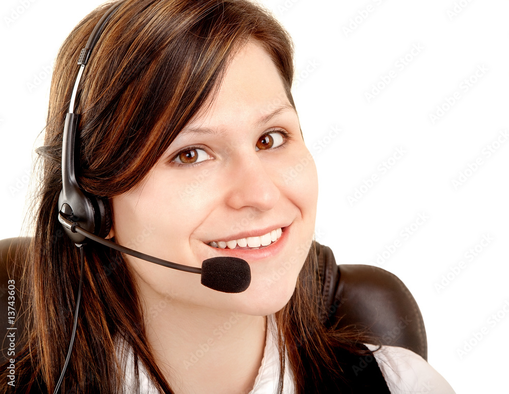 Beautiful Smiling Woman Wearing Headset Beautiful Smiling Woman Wearing Headset
