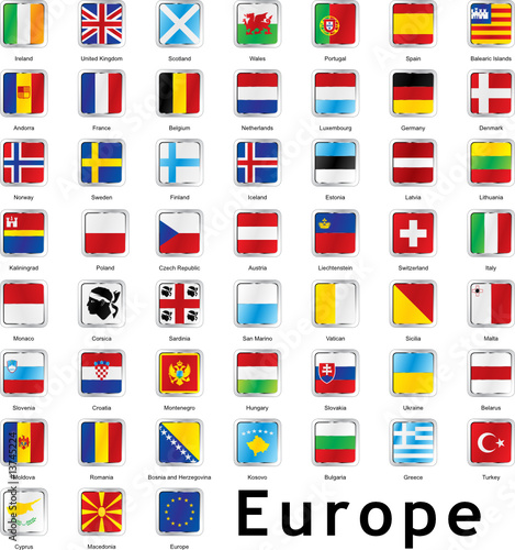 isolated european flags