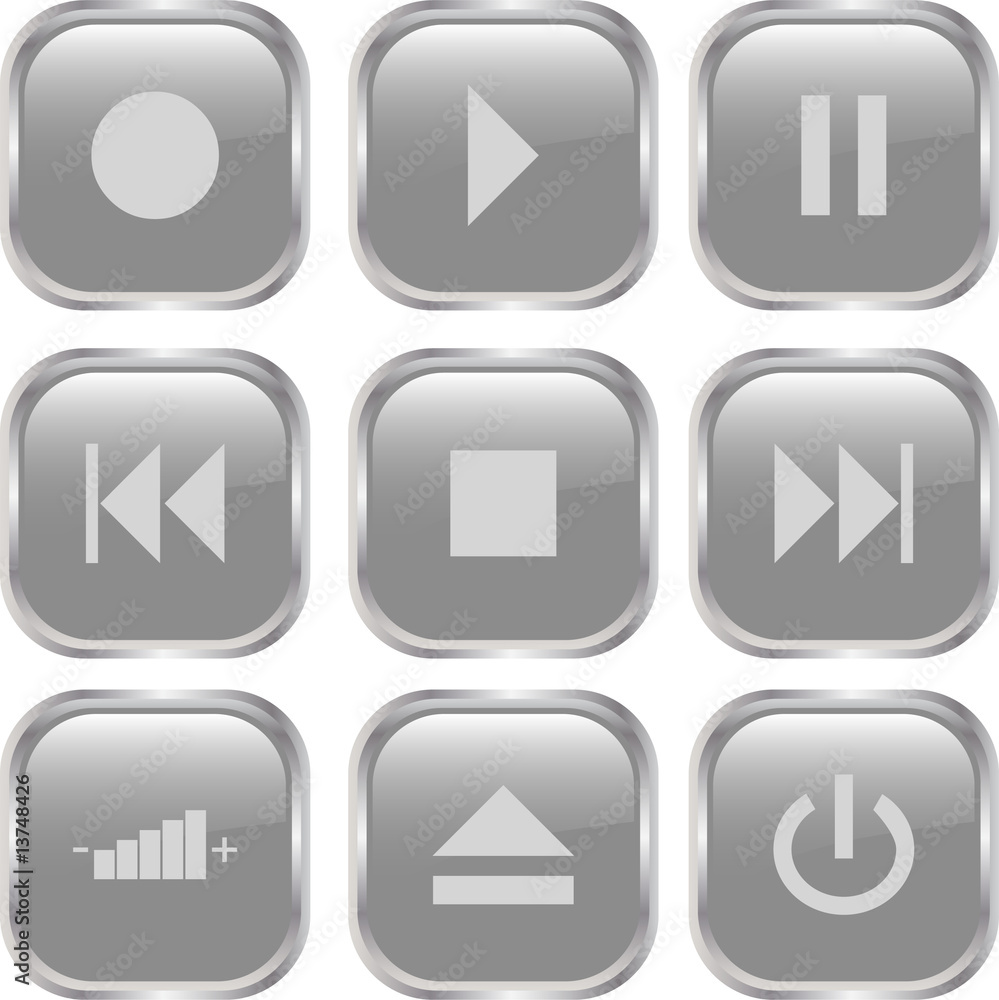 glossy multimedia buttons set - vector glossy multimedia buttons set - vector