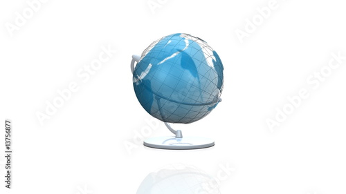 3d earth rotate on white background