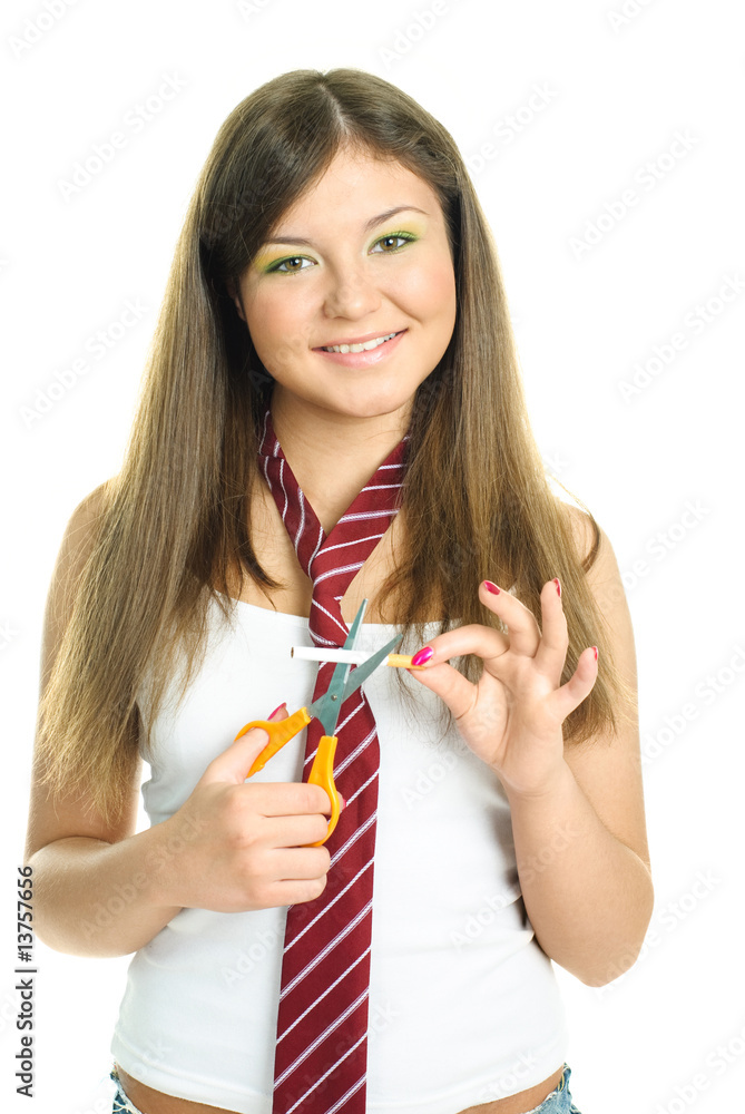 pretty girl breaking a cigarette pretty girl breaking a cigarette
