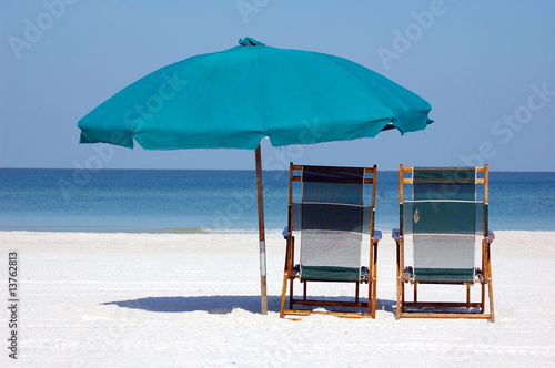 Beach umbrella / chairs