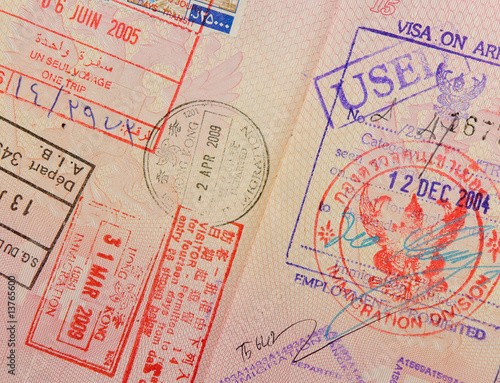 Photography passport with thai and hongkong stamps