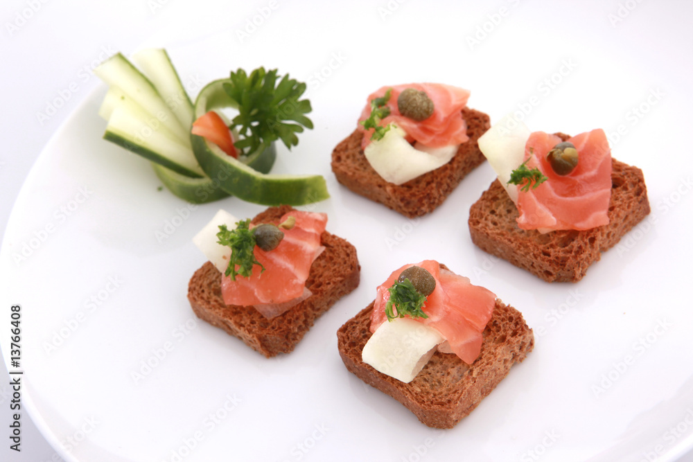 Salmon crackers appetizer - finger food