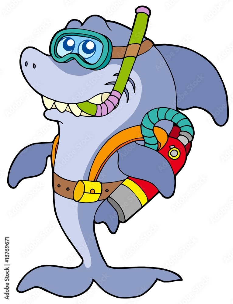 Fototapeta premium Shark scuba diver