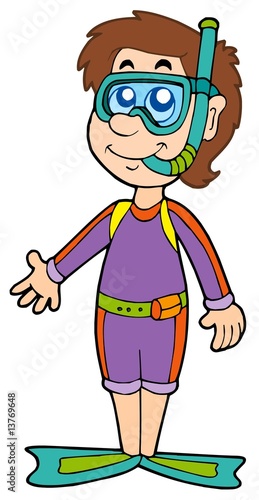 Cartoon snorkel diver