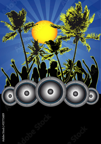 Retro Party am Strand mit Musikboxen