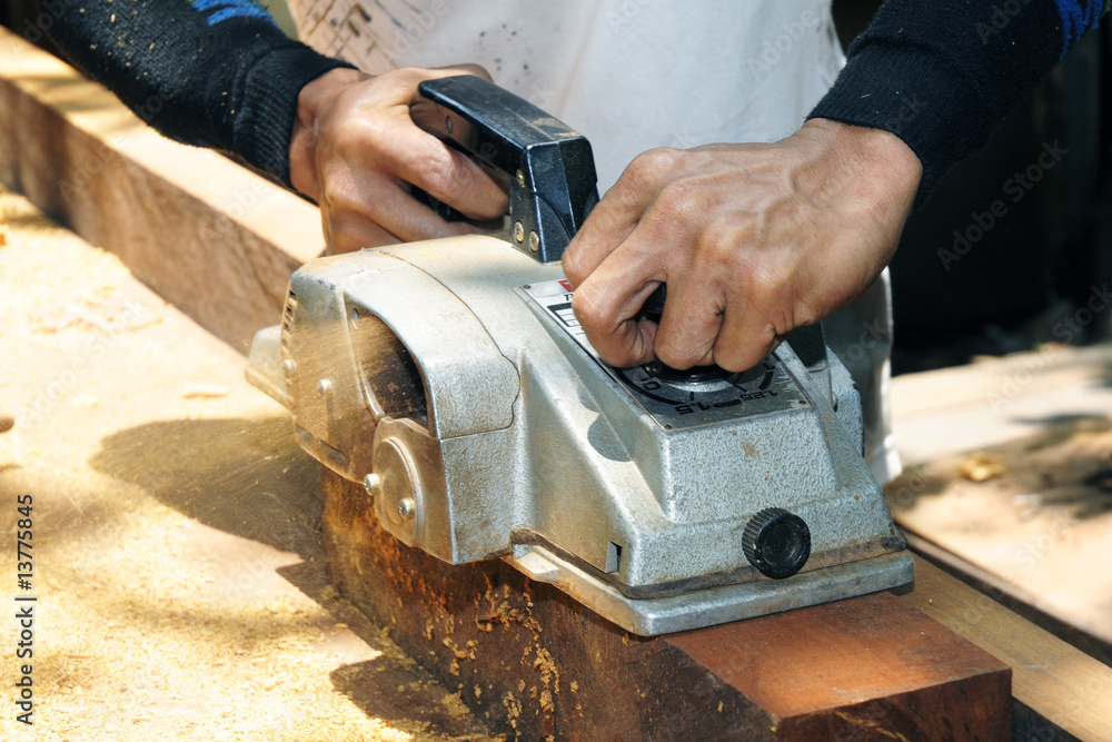 Closeup Of Wood Sanding Closeup Of Wood Sanding