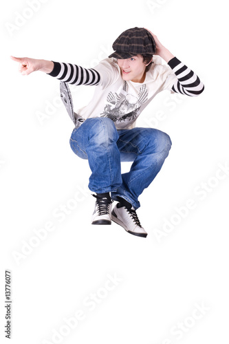 Teenage boy jumping and dancing Locking or Hip-hop dance