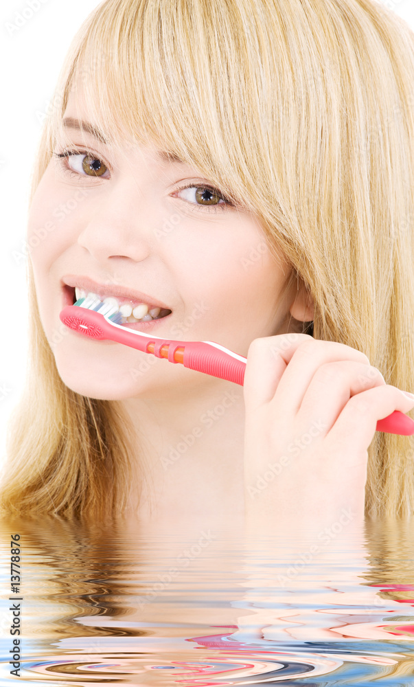 happy girl with toothbrush happy girl with toothbrush