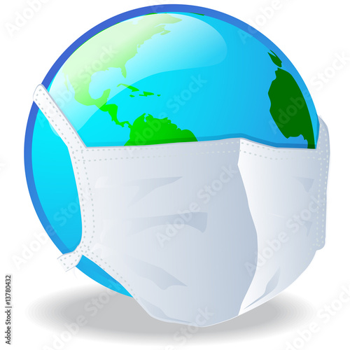 Planeta tierra con tapabocas