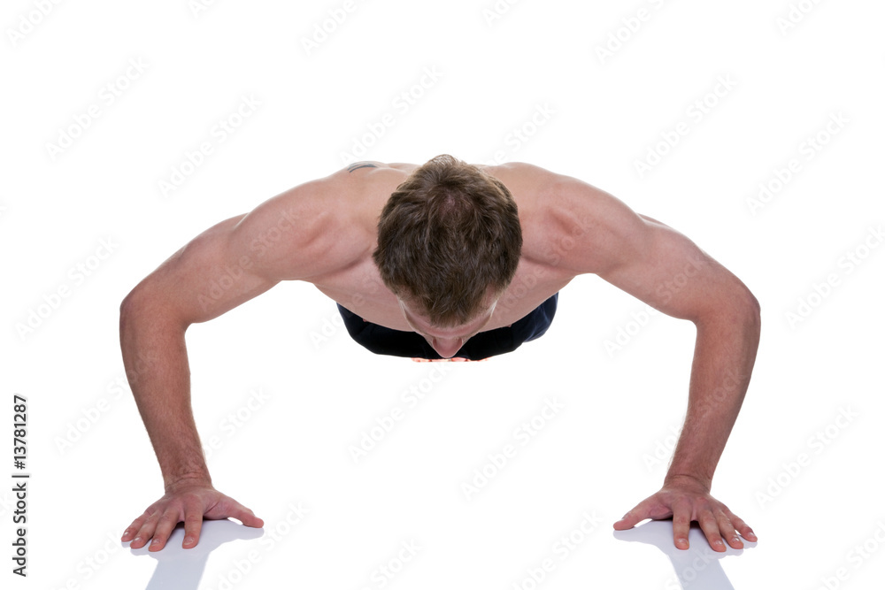 Man doing a press up Man doing a press up