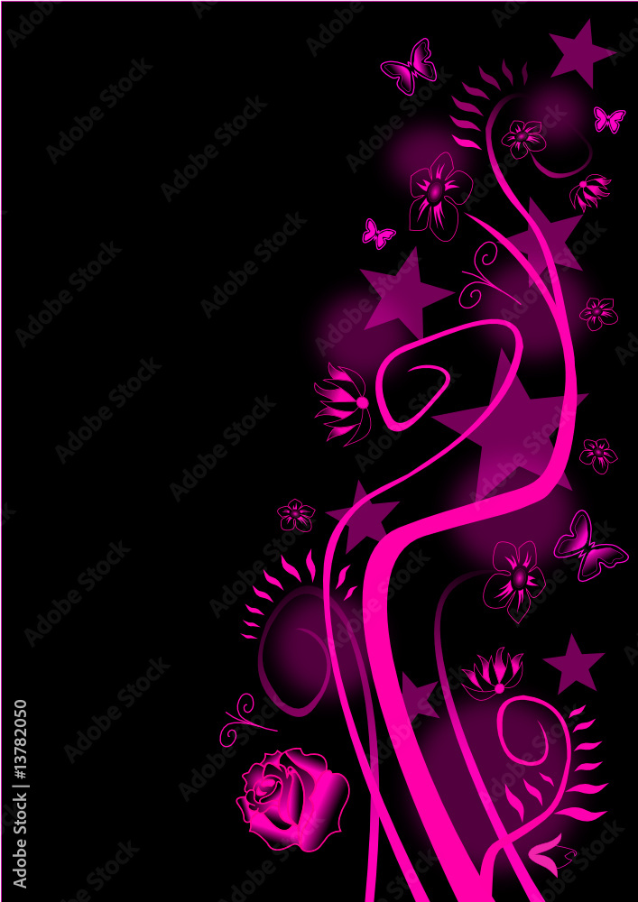 Romantische Illustration auf Schwarz Romantische Illustration auf Schwarz