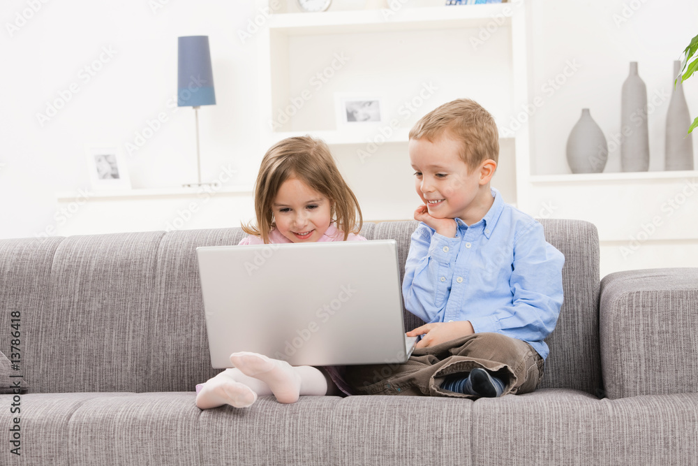 Happy children with laptop Happy children with laptop