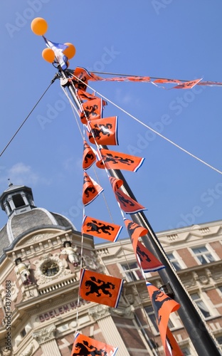 Canvas Print Queensday decorations on boat