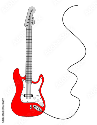 Red vector electrical guitar with wire