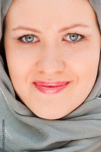 Happy moslem woman close-up portrait